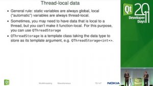 Qt DevDays 2011 - Day1 Advanced-Qt A Deep Dive 4-6 Multithreading 2: Volker Krause, Jesper Petersen