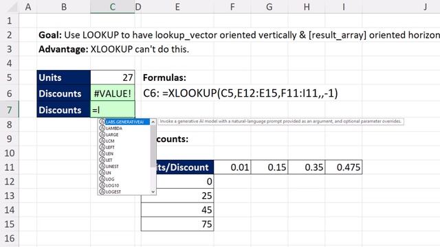 LOOKUP Beats XLOOKUP For Horizontal / Vertical Lookup. Excel Magic Trick 1830