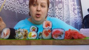 Мукбанг Суши Роллы имбирь соус🍣🍣🍣 Mukbang Sushi rolls