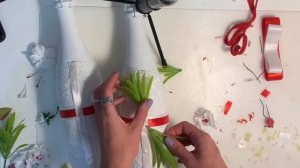 DIY свадебные бутылки и бокалы в бело-красной гамме