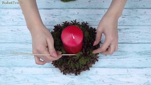 Подсвечник из шишек и мха своими руками. Легко и просто поделки на Новый Год