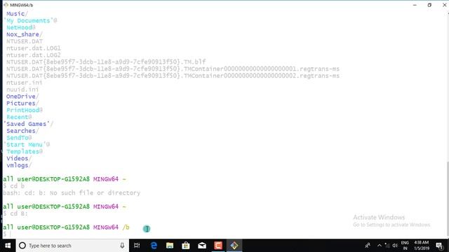 git bash commands for windows