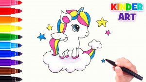 Как нарисовать радужного единорога с крыльями