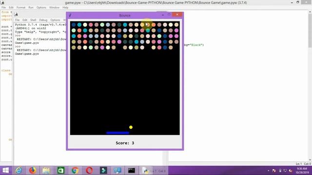 Bouncing Ball Game using python | python game | source code