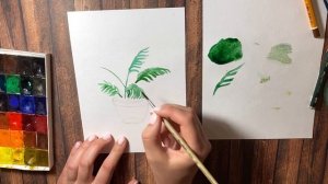 Хамедорея. Рисуем акварелью комнатные растения