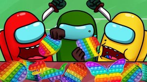 Амонг-ас играют в Поп-ит ! Опасно за ними следят ! Анимация 2d