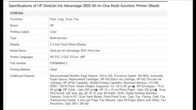 HP DeskJet Ink Advantage 3835 All in One Multi function Printer review and features