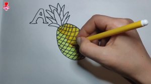 Рисуем азбуку букву А - ананас фломастерами