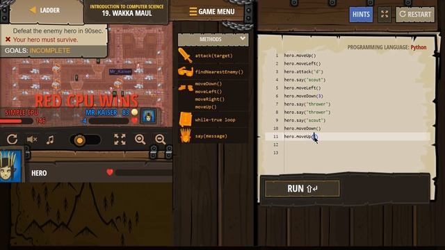 CodeCombat Wakka Maul - Level 19 Python Tutorial with Solution
