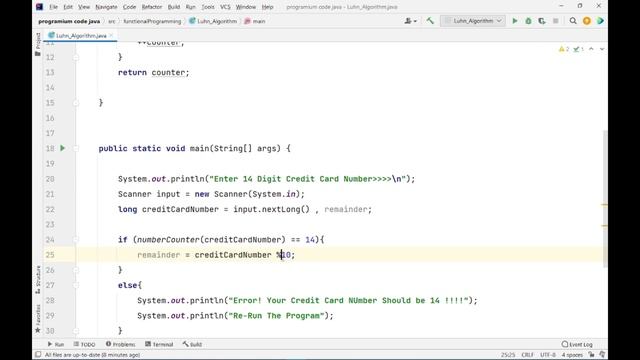 Creating Luhn Algorithm In Java From Scratch