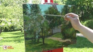 Художник Борис Коган. Пейзаж "Коломенское. Цветущий сад" Картина маслом. Пленэр 13/05/2018