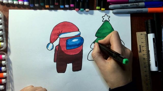 Как нарисовать Амонг Ас на Новый год / How to draw AMONG US Happy New Year смотреть онлайн