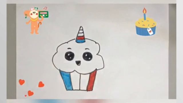 Draw a funny cupcake,Рисуем забавный кекс,Fun drawing,Веселое рисование смотреть онлайн