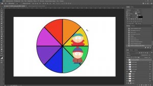 Как сделать круг поделенный на треугольники с картинками внутри (колесо удачи) в фотошопе