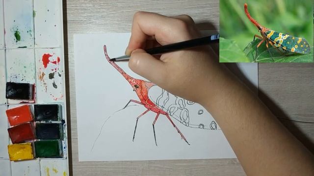 Как нарисовать Насекомое акварелью. Уроки рисования. Скетчинг для начинающих