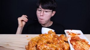 슈프림양념치킨 김치 치밥 치킨 먹방ASMR MUKBANG SWEET FRIED CHICKEN & KIMCHI 甘いチキン 米飯 キムチ eating sounds