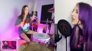 Slipknot - Wait and Bleed - Drum & Vocal Cover by Kristina Rybalchenko and Kasey Karlsen