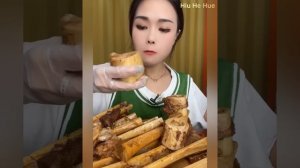 asmr mukbang - Eating all the marrow in the bones is extremely delicious #17  -  Hiu He Hue