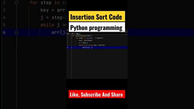 Insertion Sort Code // Python Programming // ADA // #shortsfeed #python #coding #viralshort