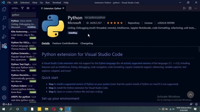 How to execute / run  Python code  within Visual Studio Code