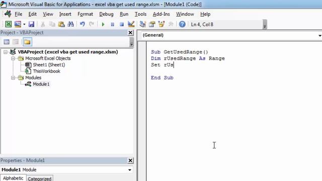 Excel VBA - How to Get Used Range (UsedRange Property) смотреть онлайн