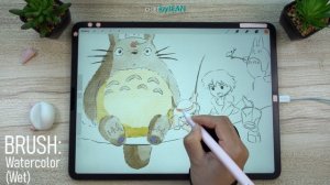 ? PAINT WITH ME | Studio Ghibli: Painting Watercolor ?My Neighbor Totoro ?with PROCREATE  & iPad