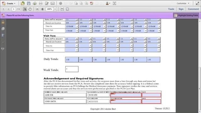 Electronic PCA Timesheet смотреть онлайн