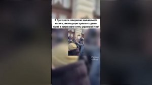 В Праге митингующие потребовали снять флаг Украины