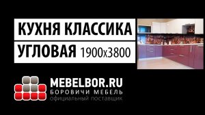 Кухня Классика угловая 1900х3800, фиолетовая звездная пыль от mebelbor.ru