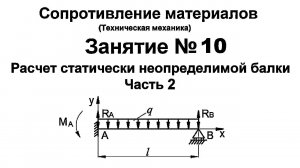 Сопротивление материалов. Занятие 10. Часть 2. Расчет статически неопределимой балки.