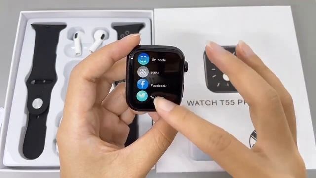 Smart watch T55 Pro Max plus Bluetooth // New Smart Watch T55 Pro Max Bluetooth Earbuds Ke sath