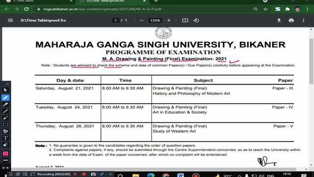 MGSU PG FINAL YEAR EXAM 2021 EXAM TIME TABLE I DOWNLOAD NOW