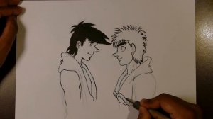 Drawing Joe Yabuki vs Makunouchi Ippo - Ashita no Joe - Hajime no Ippo