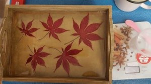 Поднос с листьями в эпоксидной смоле. Ручная работа. Эпоксидка. Resinart. Handmade. Видео "6".