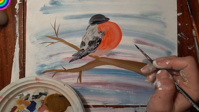 Снегирь на веточке смотреть онлайн