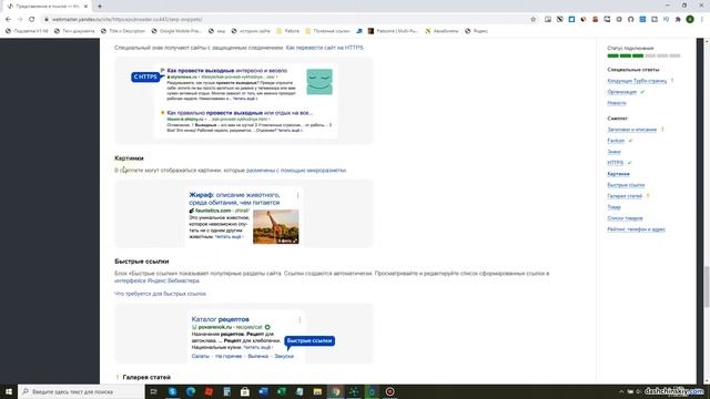 Расширенный сниппет Яндекс Вебмастер