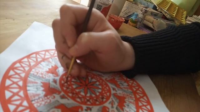 10 урок Практика - Часть 3 Мезенская композиция в круге с конями. смотреть онлайн