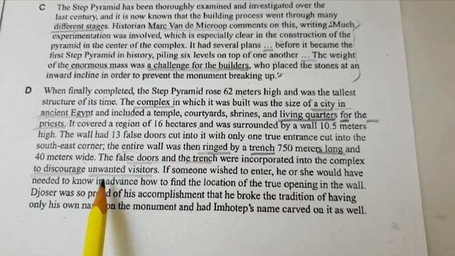Fill In The Blanks & MCQ ll The Step Pyramid Of Djoser ll Cambridge Academic IELTS READING Banglay