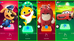 Sheriff Labrador VS Baby Shark VS Oddbods Fuse VS Lightning McQueen Coffin Dance EDM Rush Tiles Hop