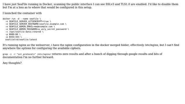 DevOps & SysAdmins: SeaFile Docker - Disable SSL v3 смотреть онлайн