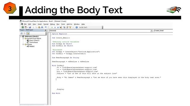 How to create VBA code in Excel to send Emails through Outlook automatically | VBA