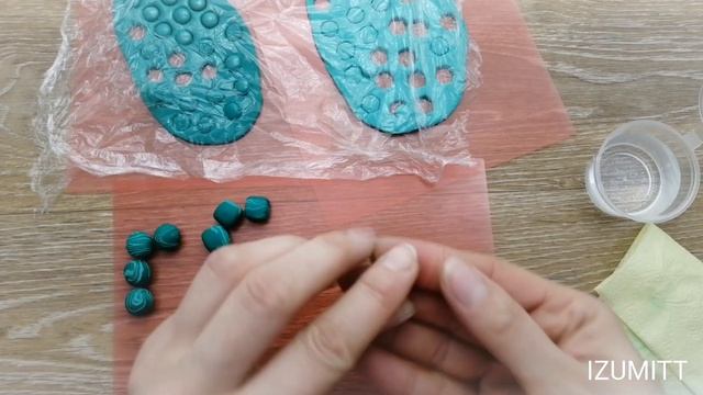 Бусины под МАЛАХИТ. Лепка. Холодный фарфор.