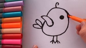 How to draw a simple bird ? ! Coloring and drawing together! ???