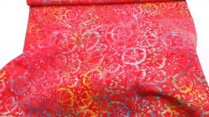 Timeless Treasures red flower and vine batik fabric