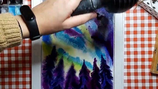 Минутка акварели | Рисую северное сияние |Рисуем акварелью. смотреть онлайн