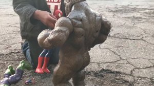 King Kong vs Spider-Man and Hulk toys