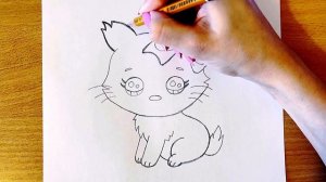 Как Нарисовать Милого Котёнка Карандашом | Очень Простой Рисунок Кошки