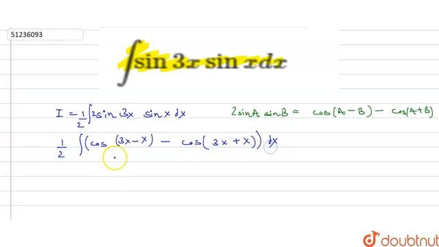 `int sin 3x sin x dx` смотреть онлайн
