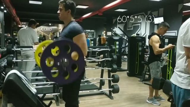 Бицепс стоя со штангой с изогнутым грифом по правилам пауэрспорта 60*5*5! 25.05.2021!