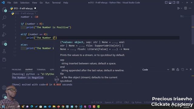 017 - Python If, elif & else statement | Python Tutorial for Beginners Full Course